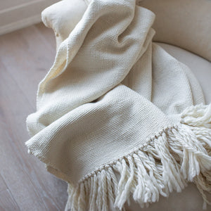 Handwoven Natural Merino Wool Blanket 