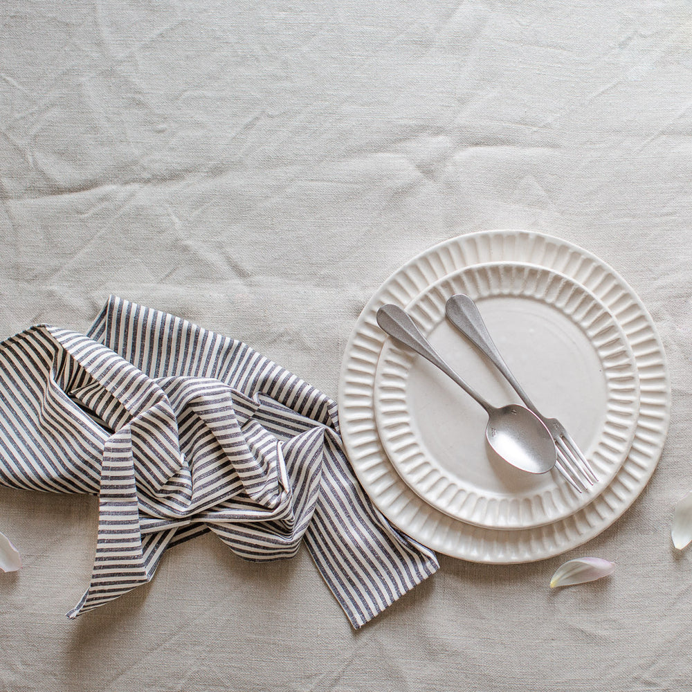 ORGANIC COTTON AND HEMP NAPKIN SET IN TICKING